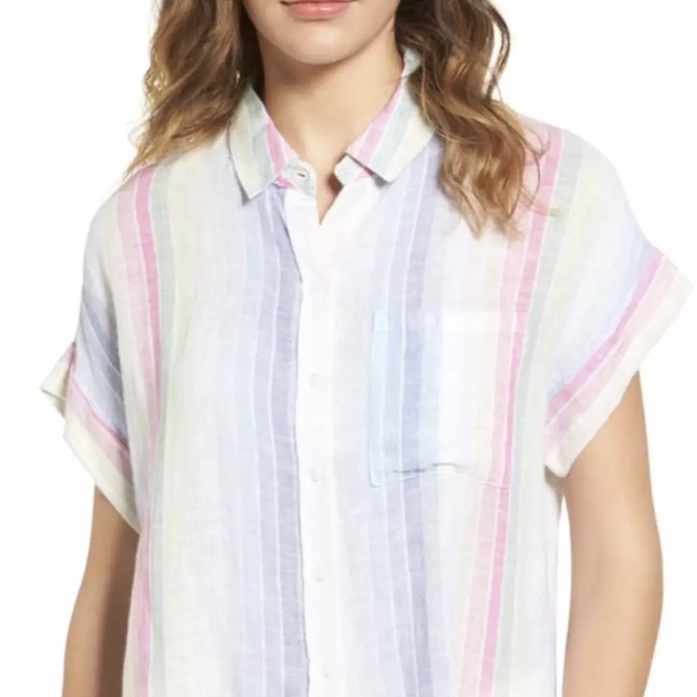 RAILS Whitney rainbow striped linen/rayon Shirt